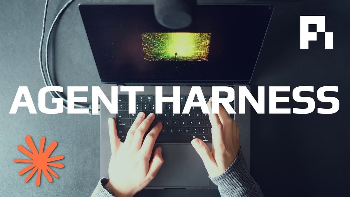 Dan Disler at a laptop with text 'AGENT HARNESS' visible on screen