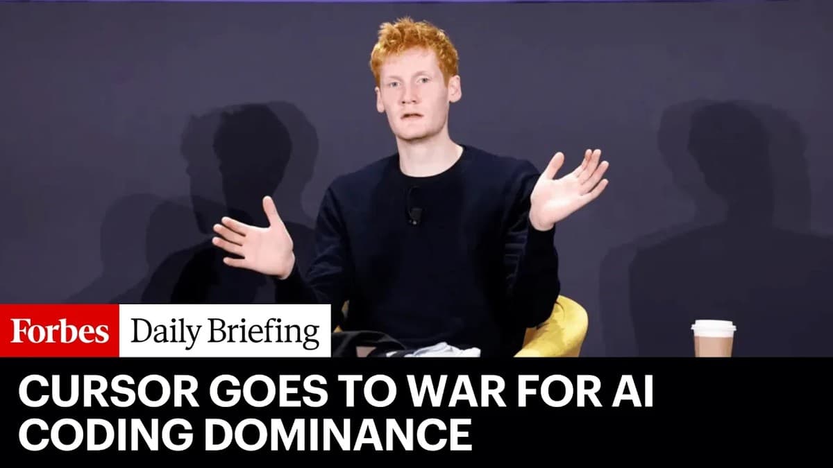 Cursor CEO Michael Truell on stage at a Forbes event