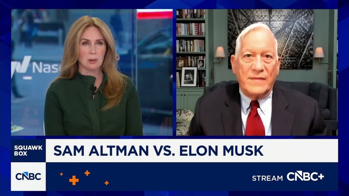 Walter Isaacson being interviewed on CNBC about the Altman-Musk feud