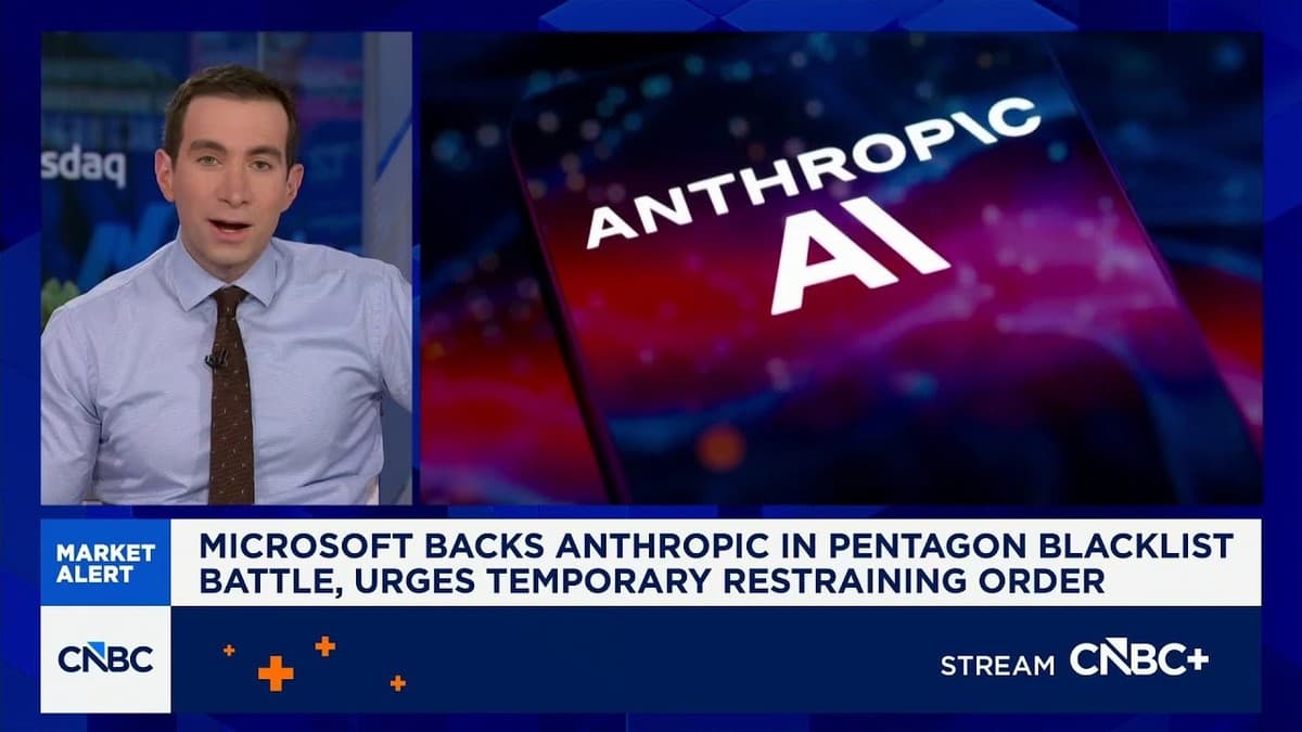 CNBC Squawk Box panel discussing Microsoft's amicus brief supporting Anthropic in its Pentagon dispute