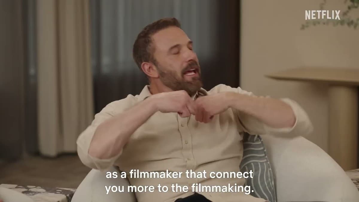 Ben Affleck speaking about InterPositive at a Netflix event