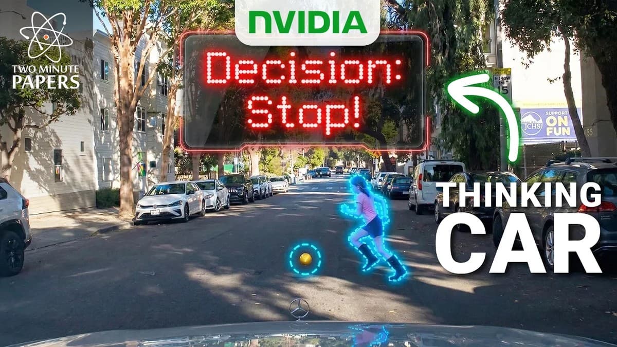 Screenshot from Two Minute Papers video about NVIDIA Alpamayo self-driving AI