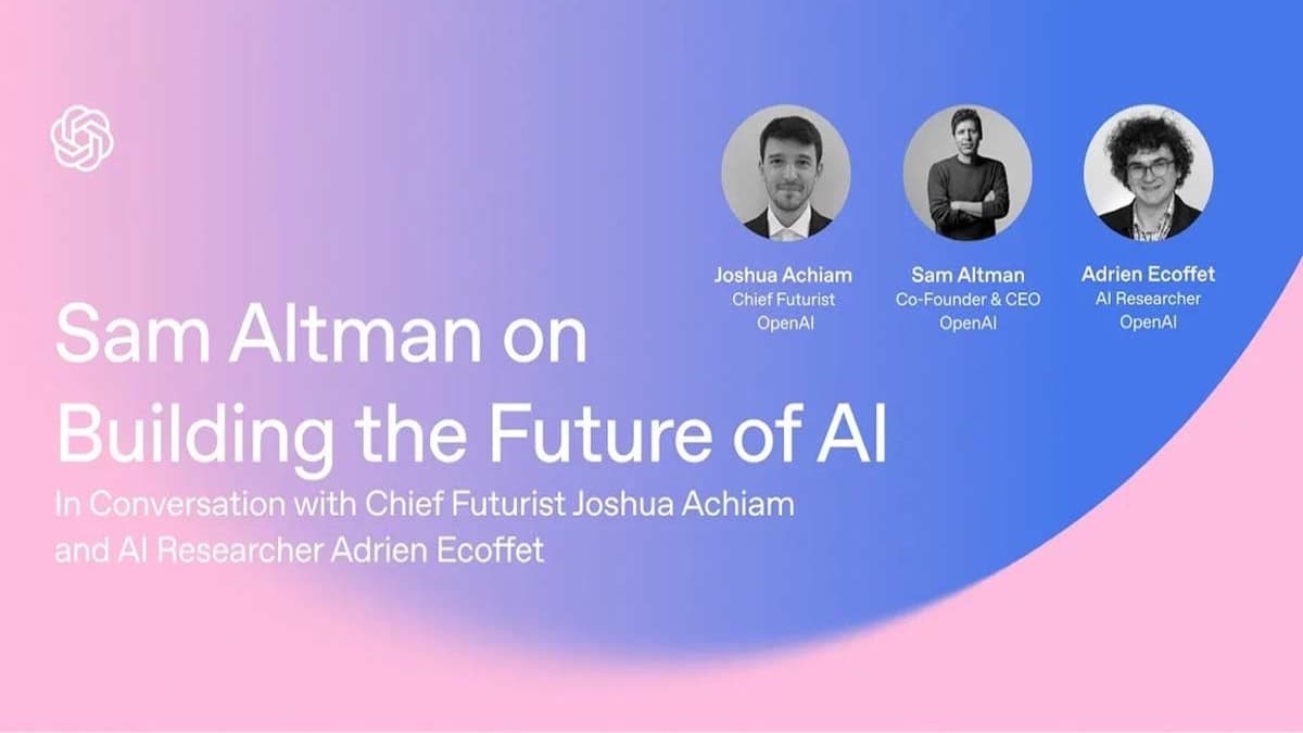 Sam Altman, Josh Achiam, and Adrien Ecoffet at the OpenAI Forum panel discussion