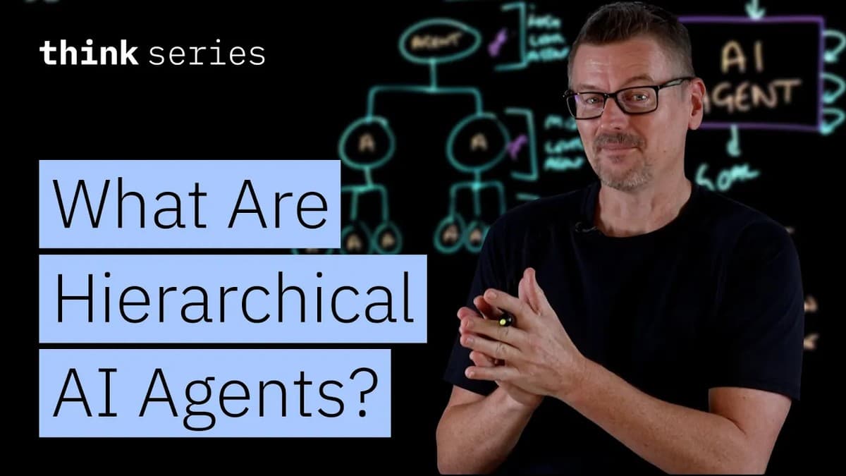 Martin Keen at whiteboard explaining hierarchical AI agent architecture with three tiers