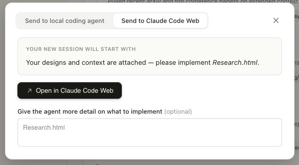 Claude Design-arbeidsflaten med et design under arbeid og stedbaserte kommentarer